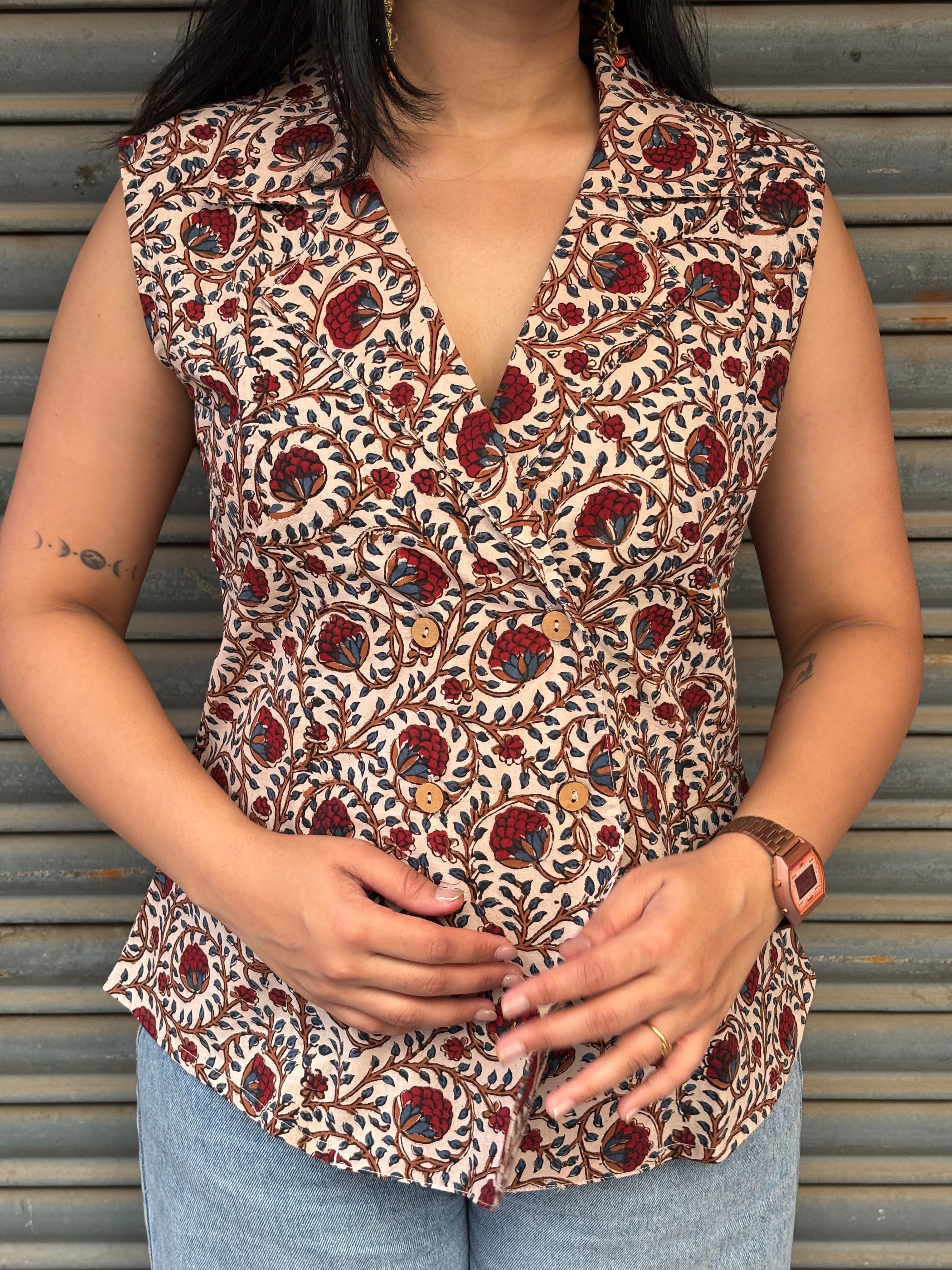 Ayaat Bagru Hand Block Print Cotton Vest Top
