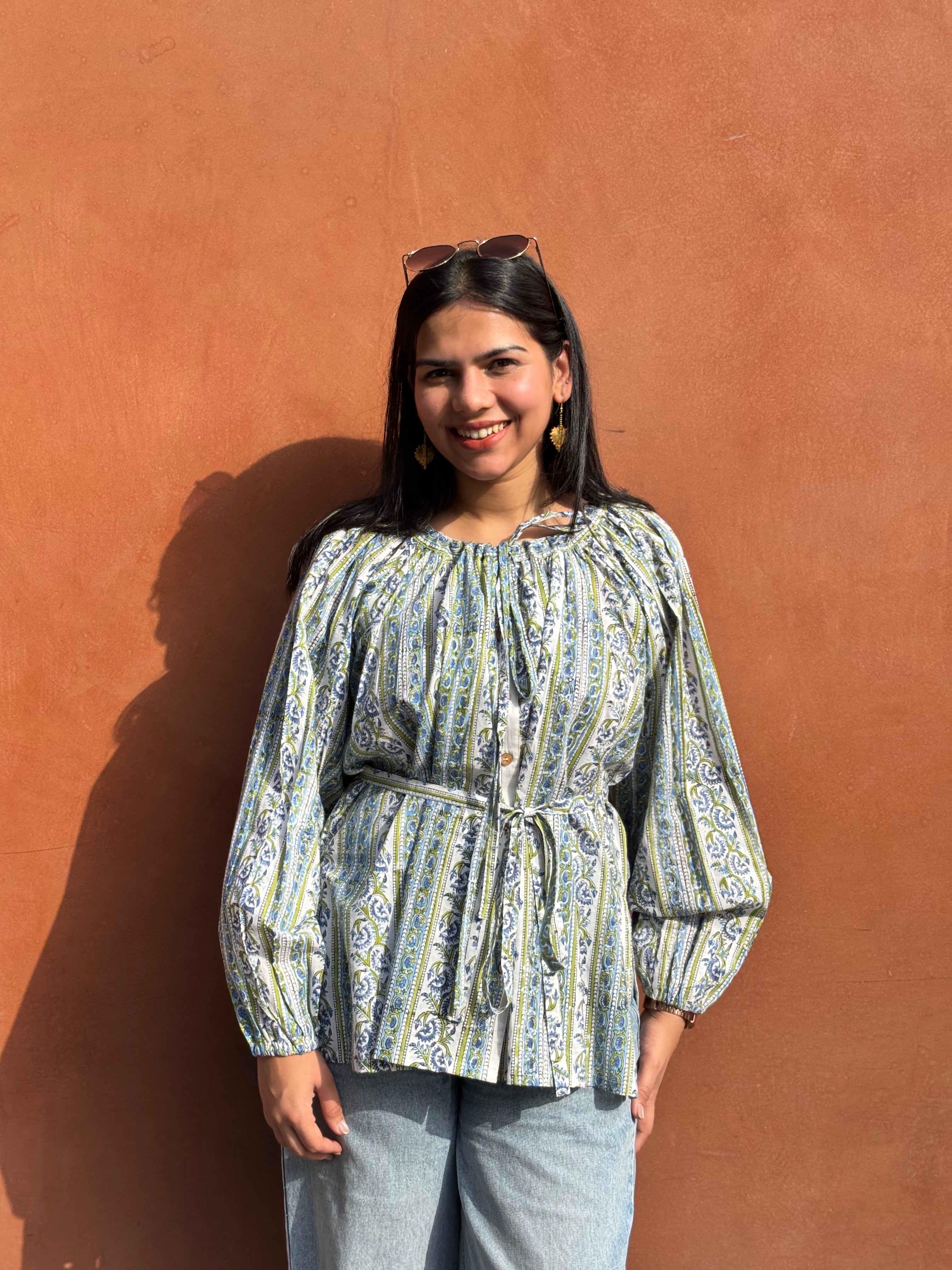 Vatika Hand Block Print Cotton Top