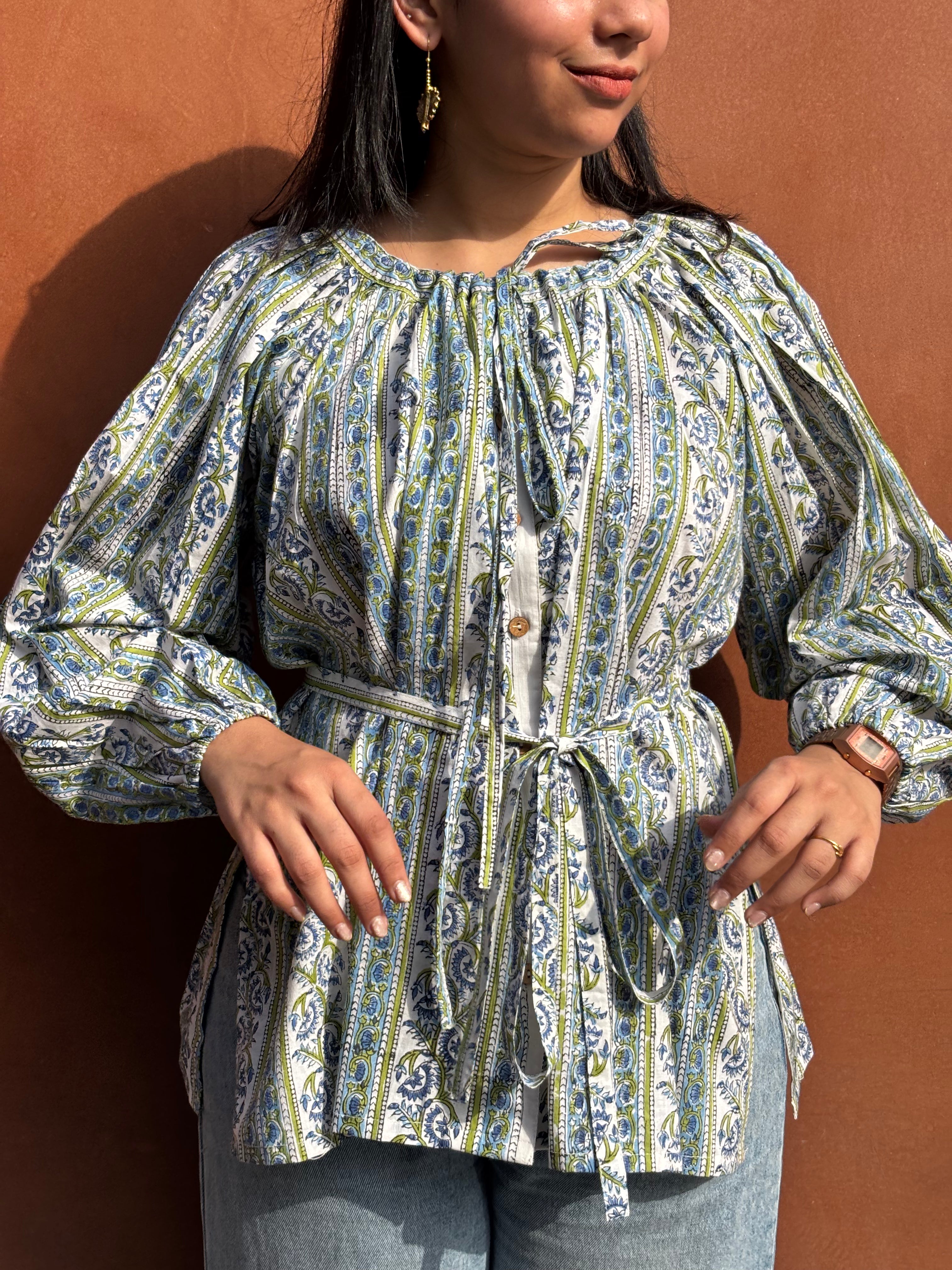 Vatika Hand Block Print Cotton Top