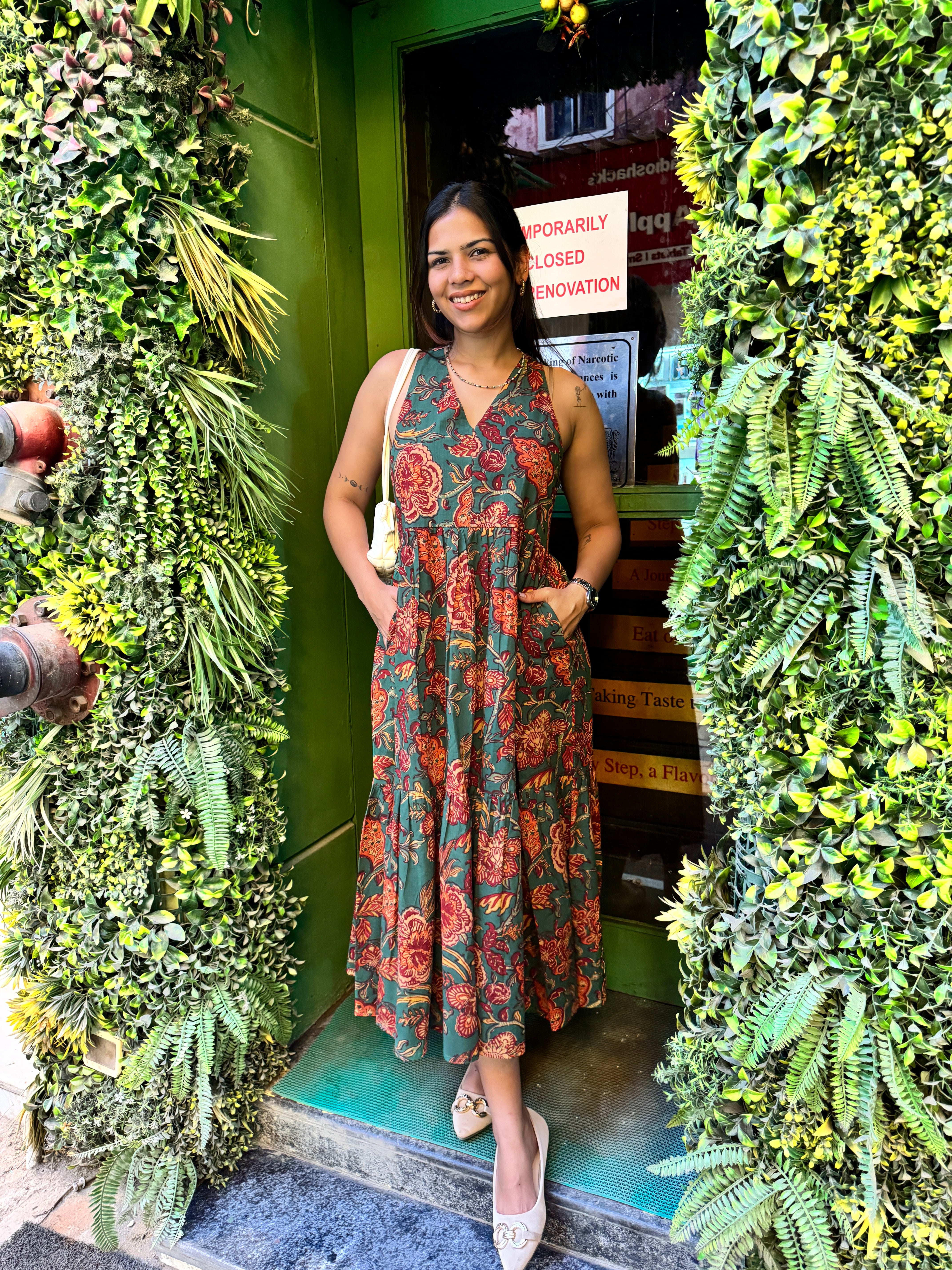 Amaya Hand Block Print Cottton Halter Neck Dress