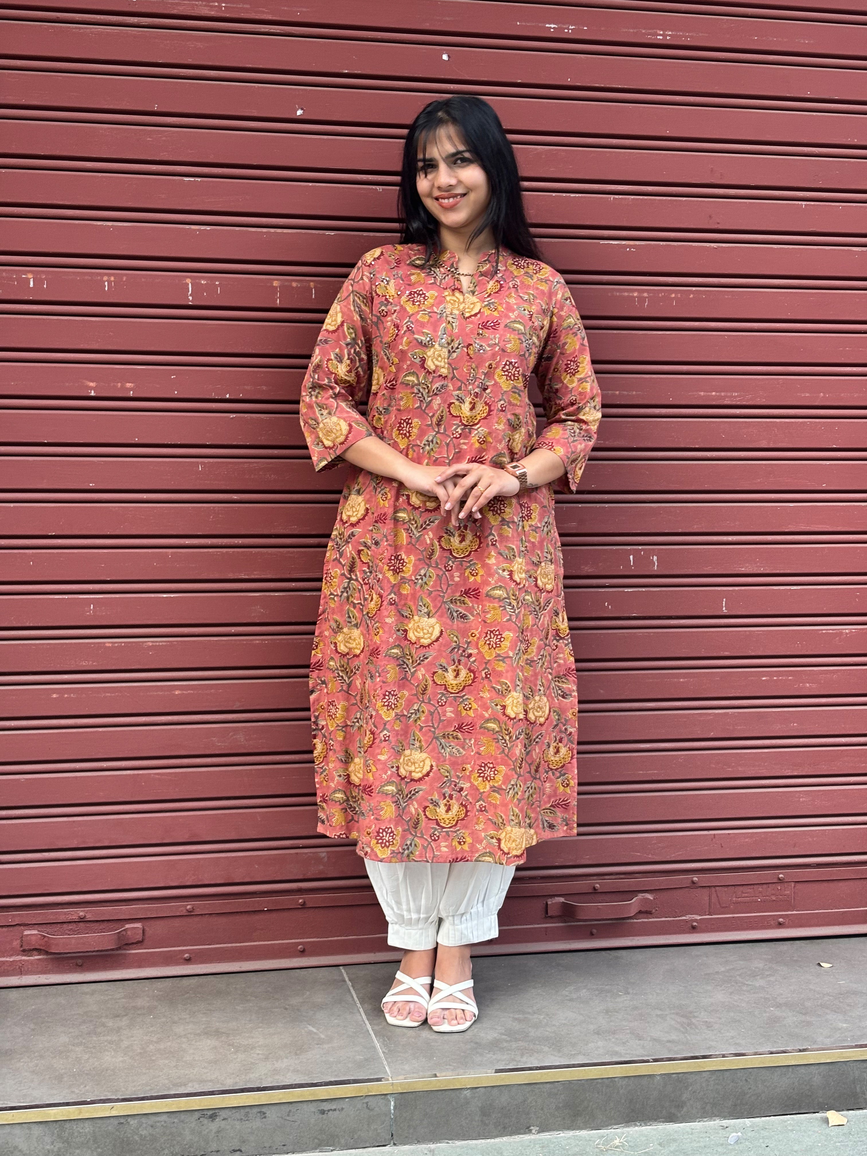 Miraya Hand Block Print Cotton Straight Kurta