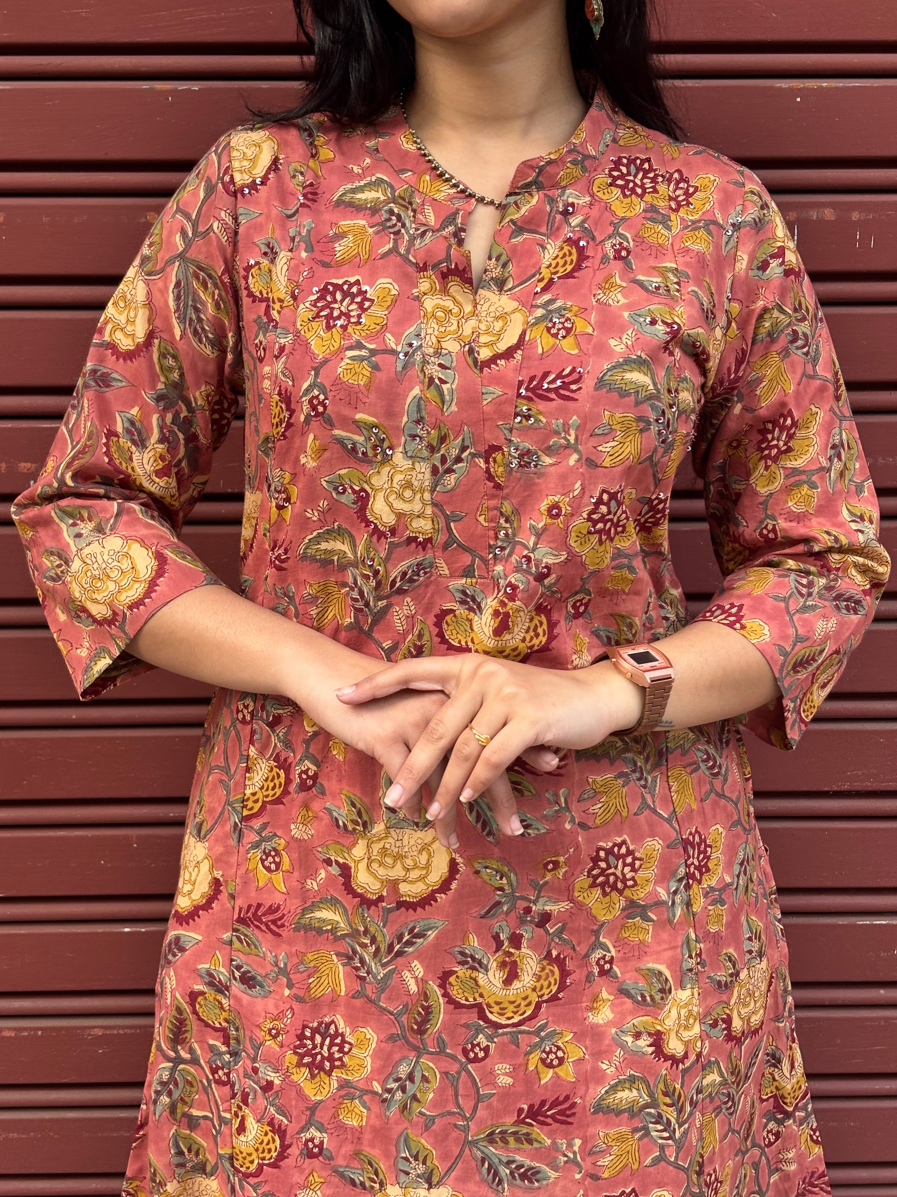 Miraya Hand Block Print Cotton Straight Kurta
