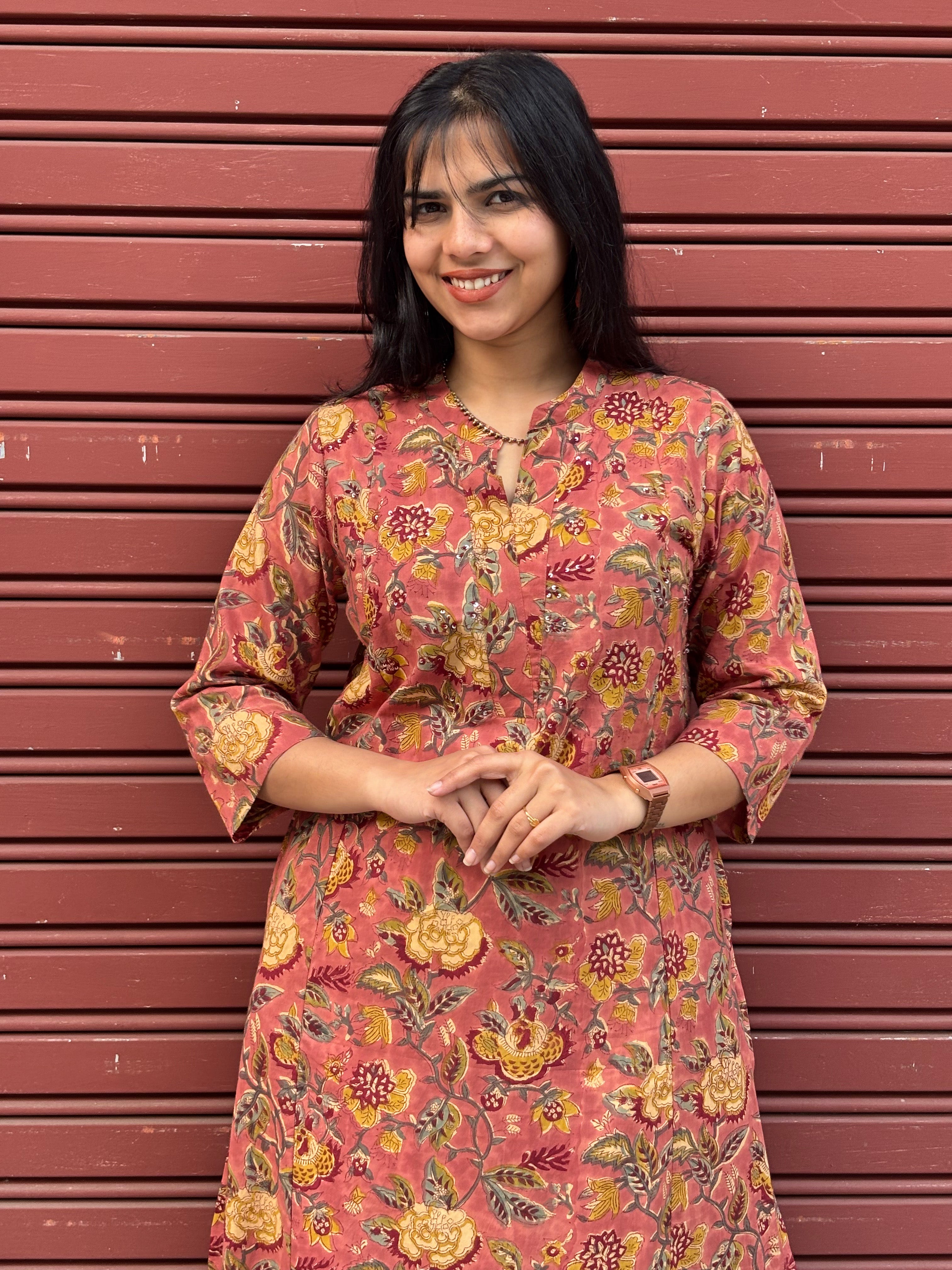 Miraya Hand Block Print Cotton Straight Kurta