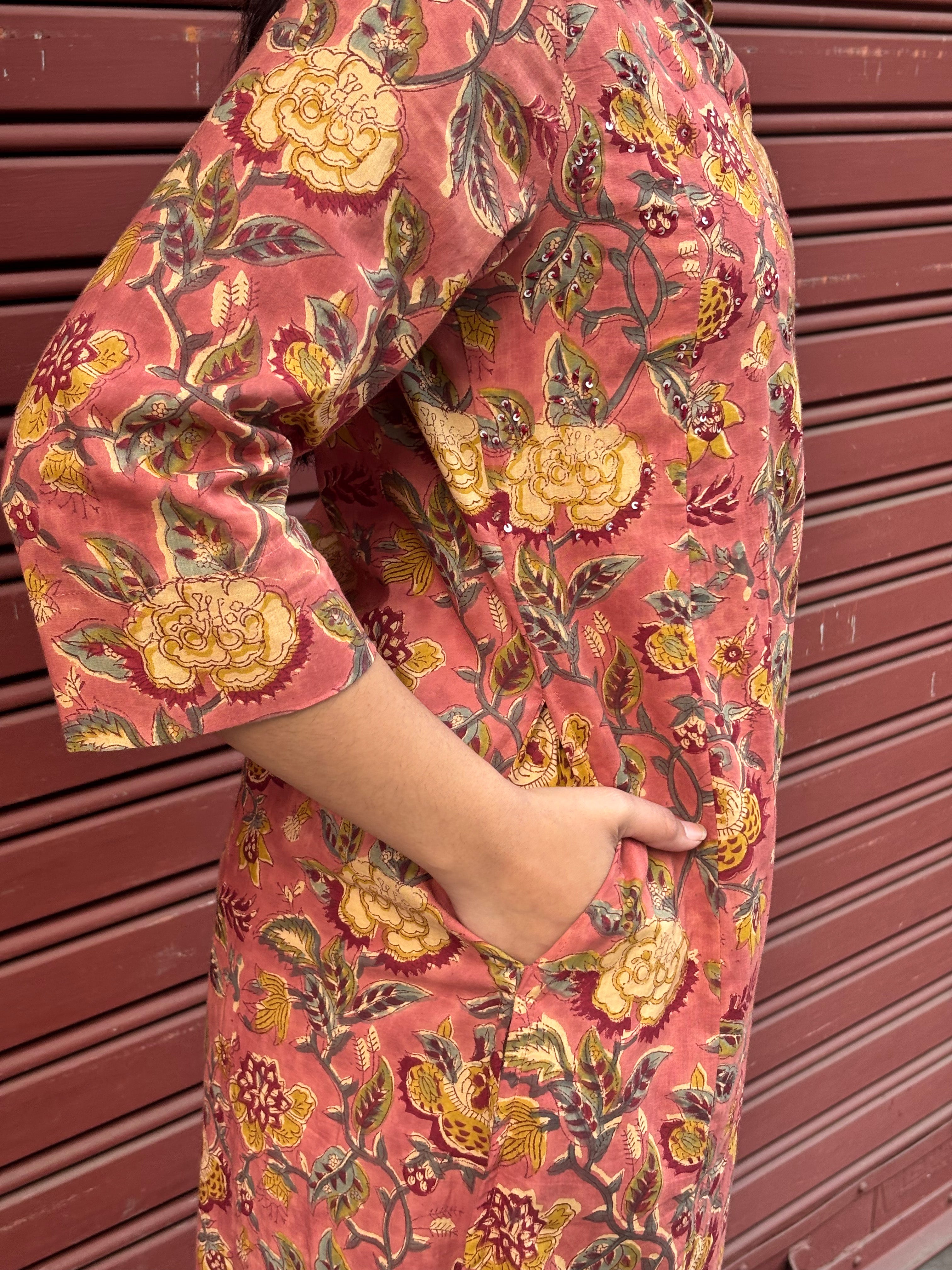 Miraya Hand Block Print Cotton Straight Kurta