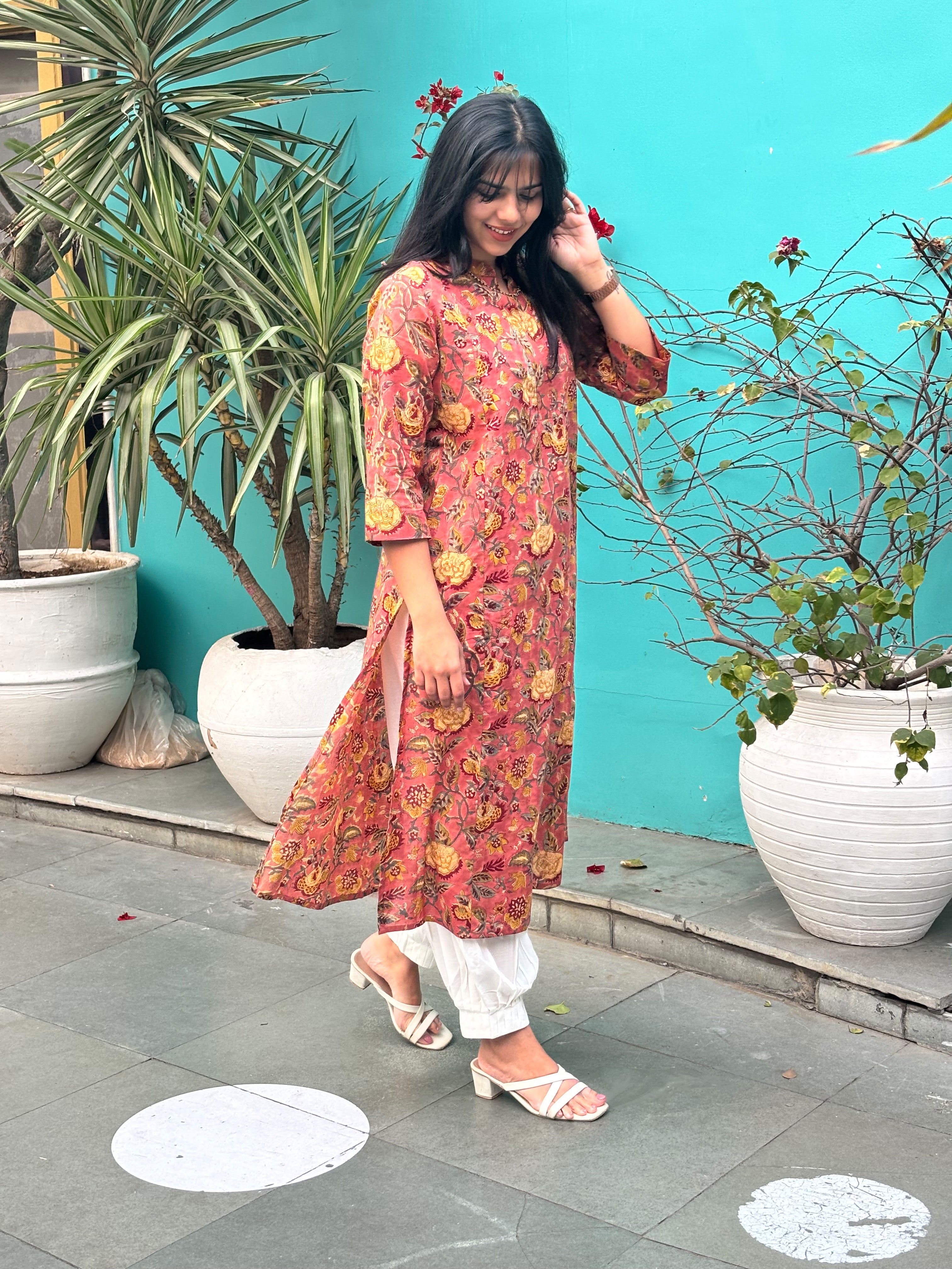 Miraya Hand Block Print Cotton Straight Kurta