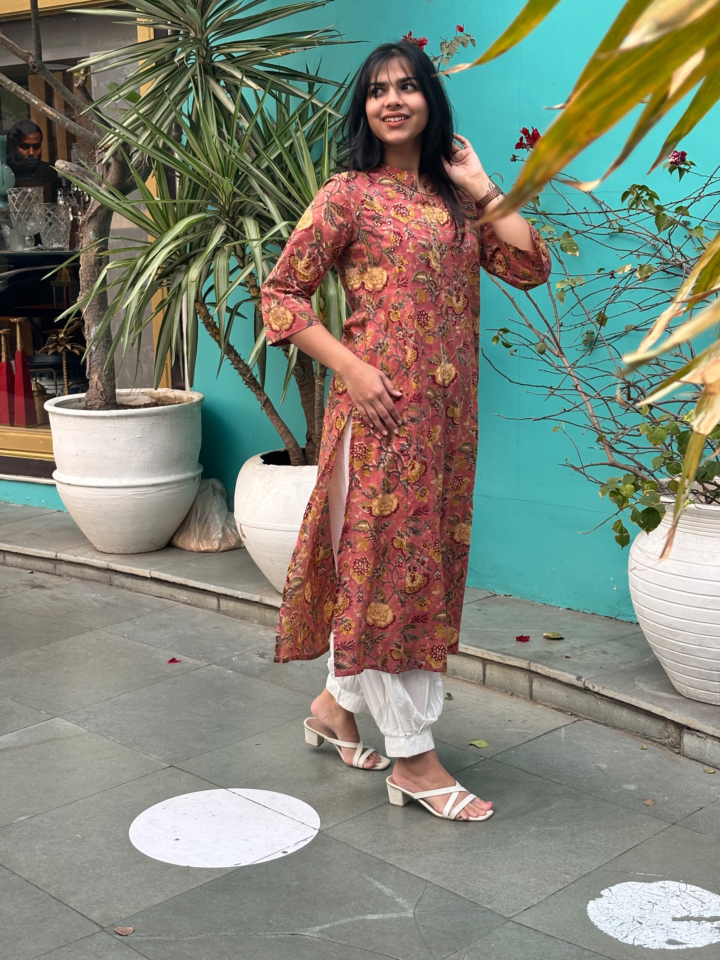 Miraya Hand Block Print Cotton Straight Kurta