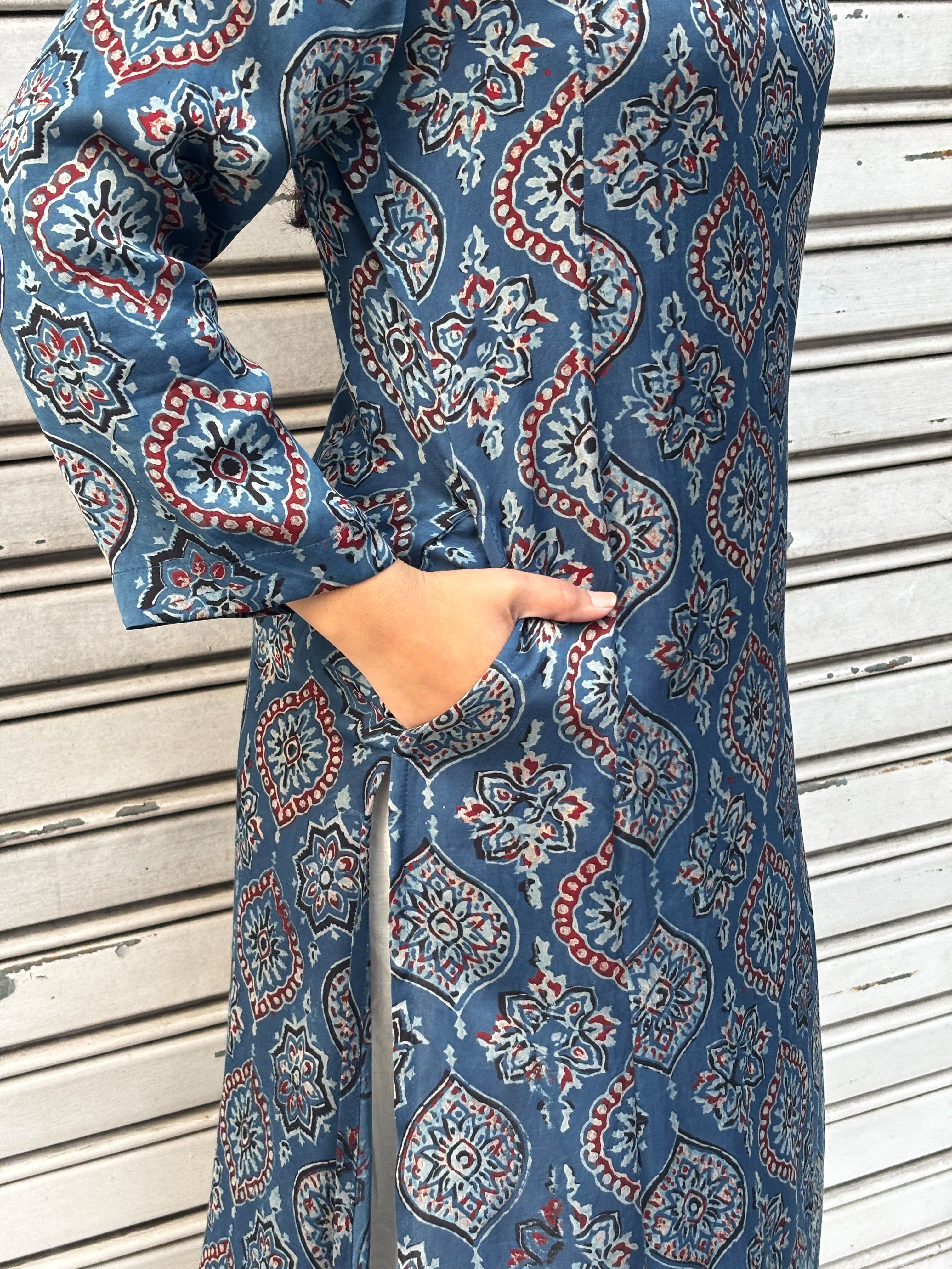 Naila Ajrakh Hand Block Print Modal Silk Straight Kurta