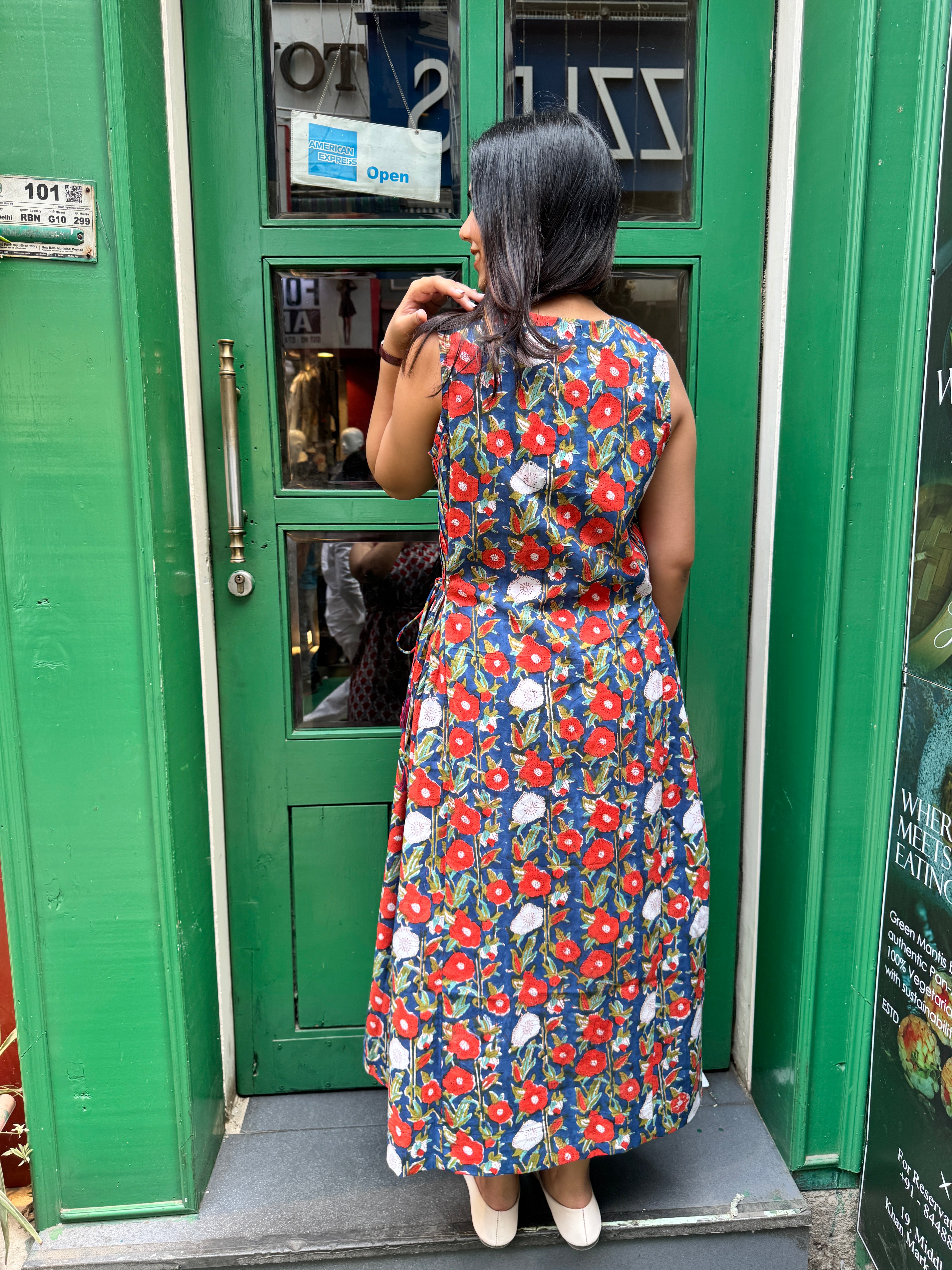 Ziya Hand Block Printed Cotton Round Neck Dress