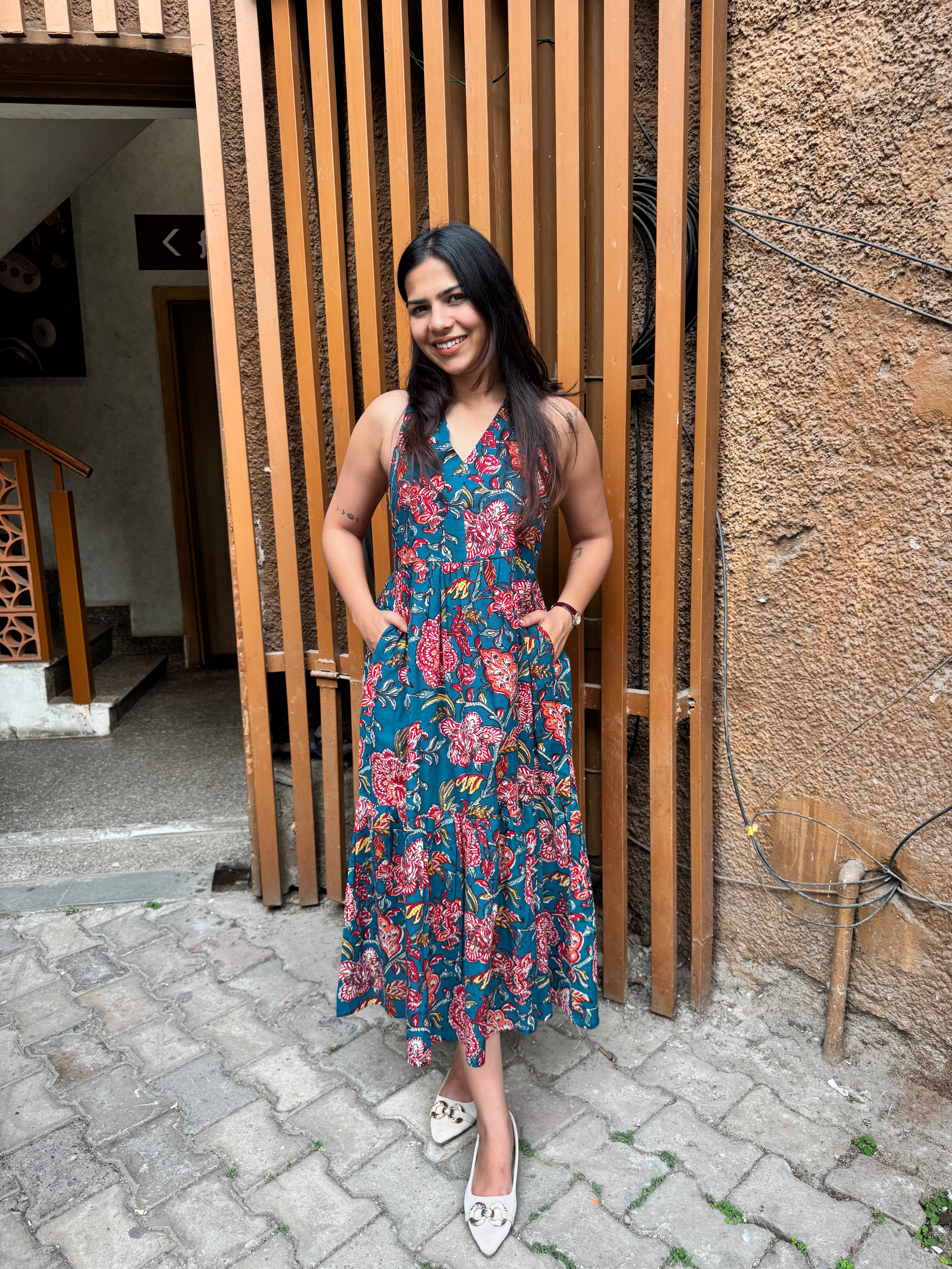 Tula Hand Block Printed Cotton Halter Neck Dress