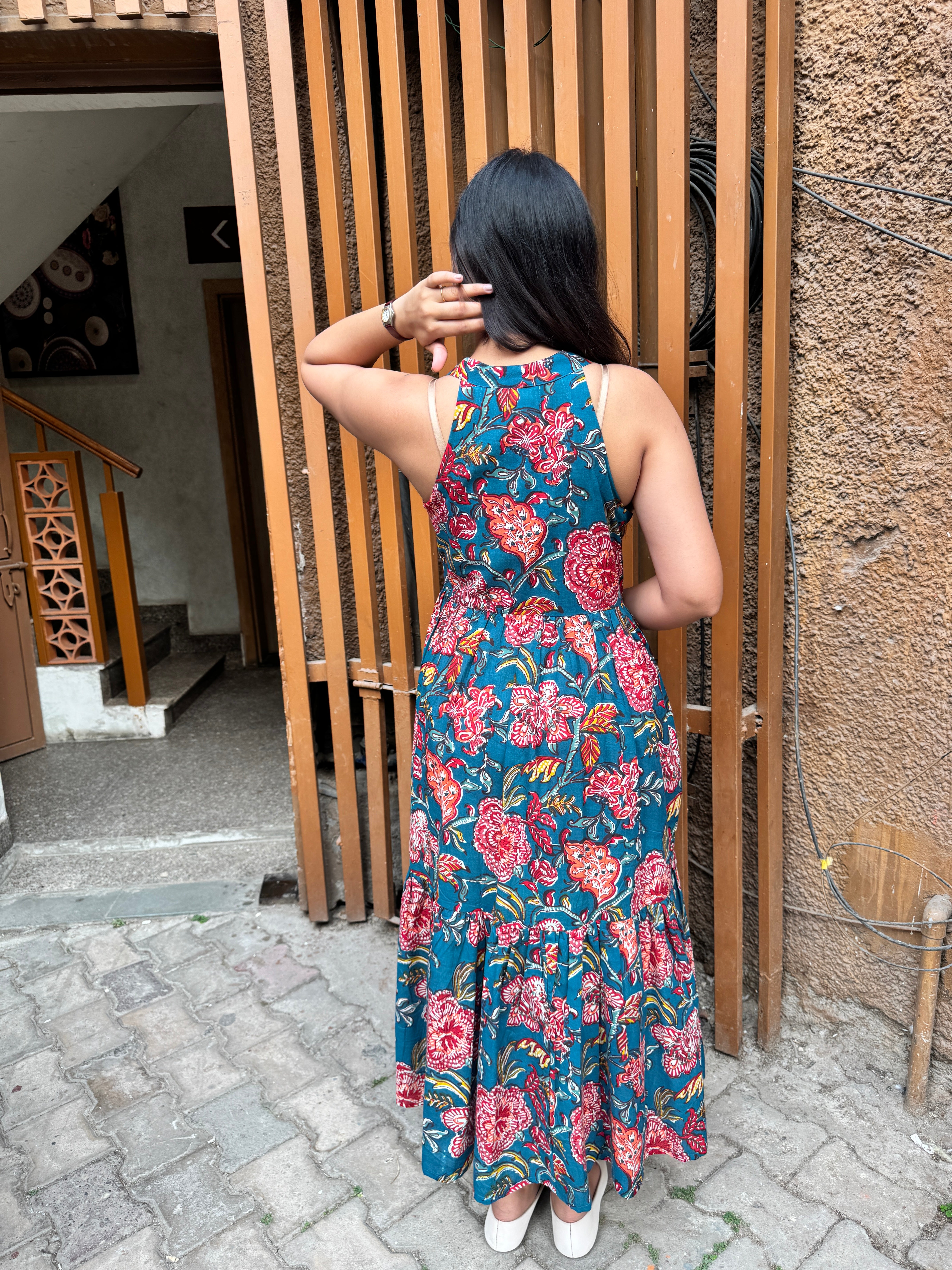 Tula Hand Block Printed Cotton Halter Neck Dress