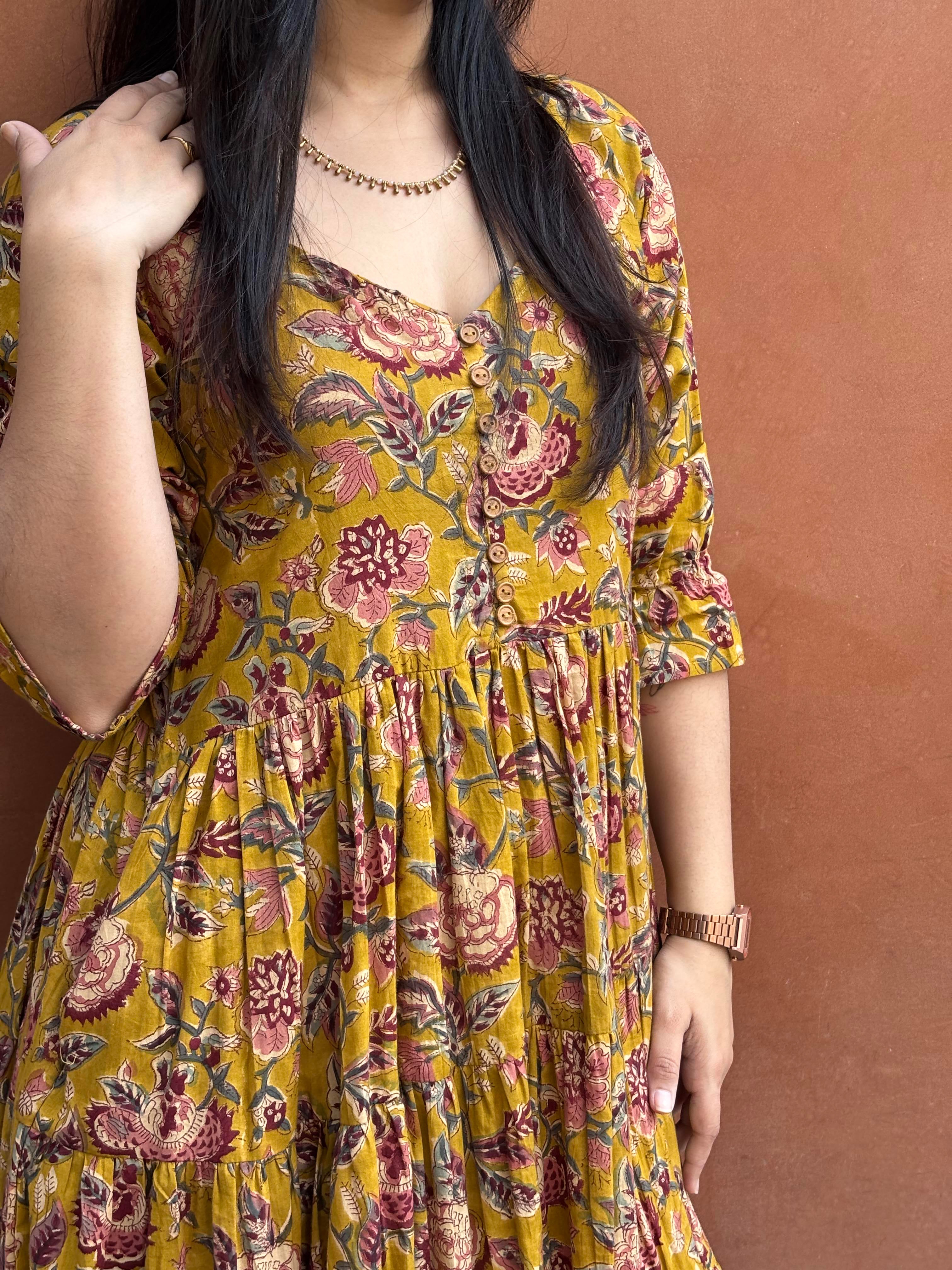 Maaya Hand Block Print Cotton A-line Dress