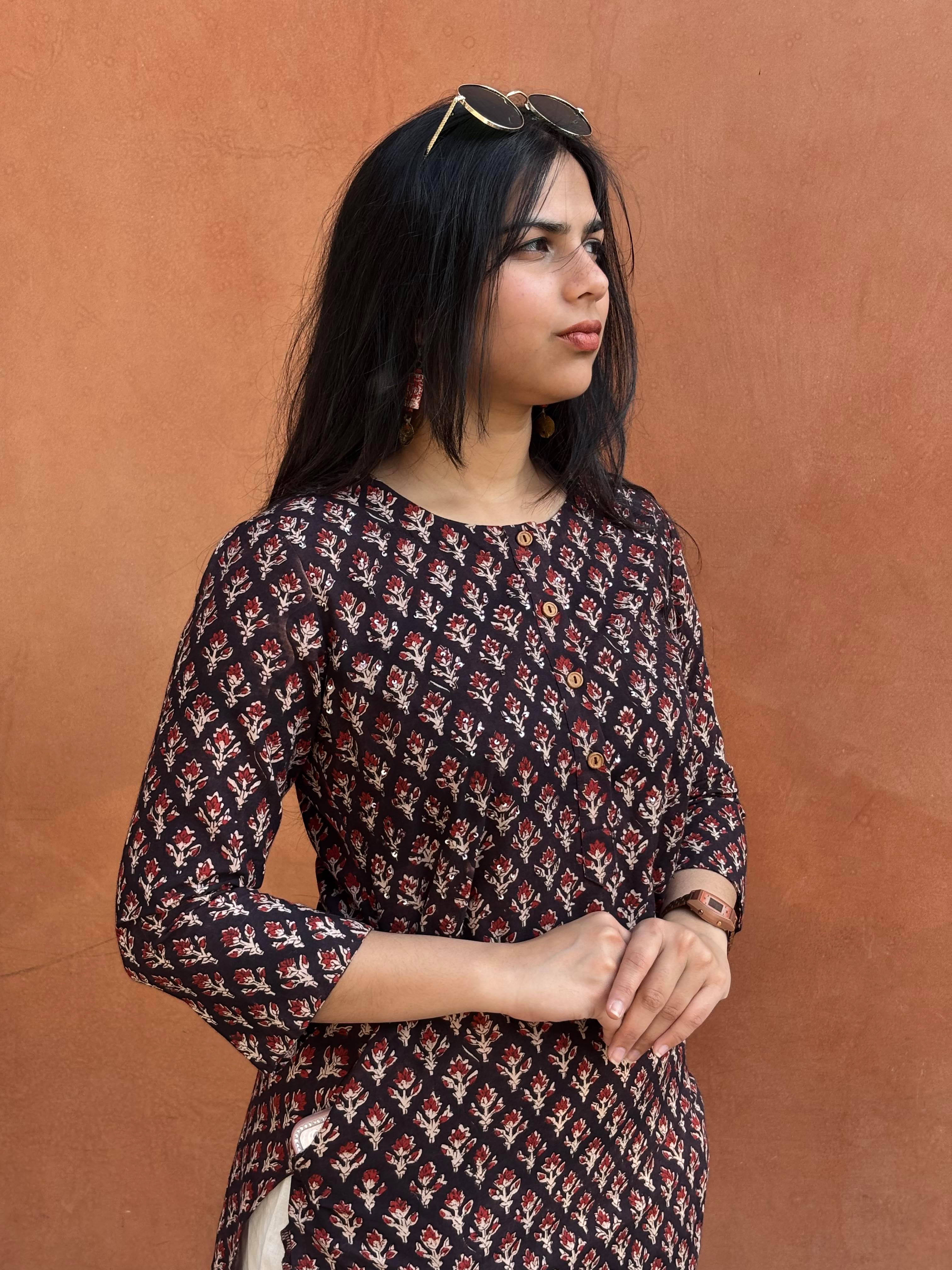 Libha Hand Block Print Cotton Short Kurti