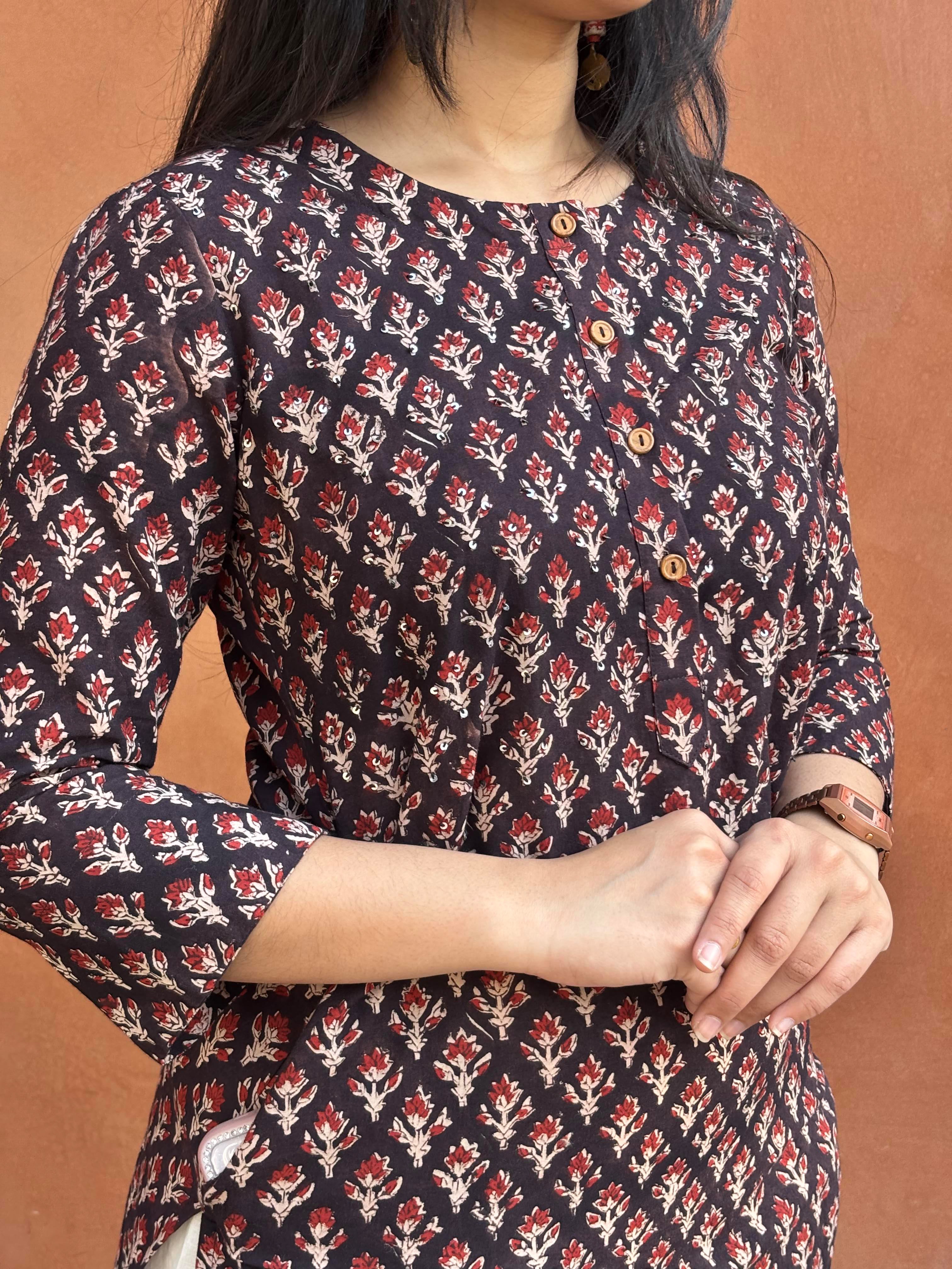 Libha Hand Block Print Cotton Short Kurti