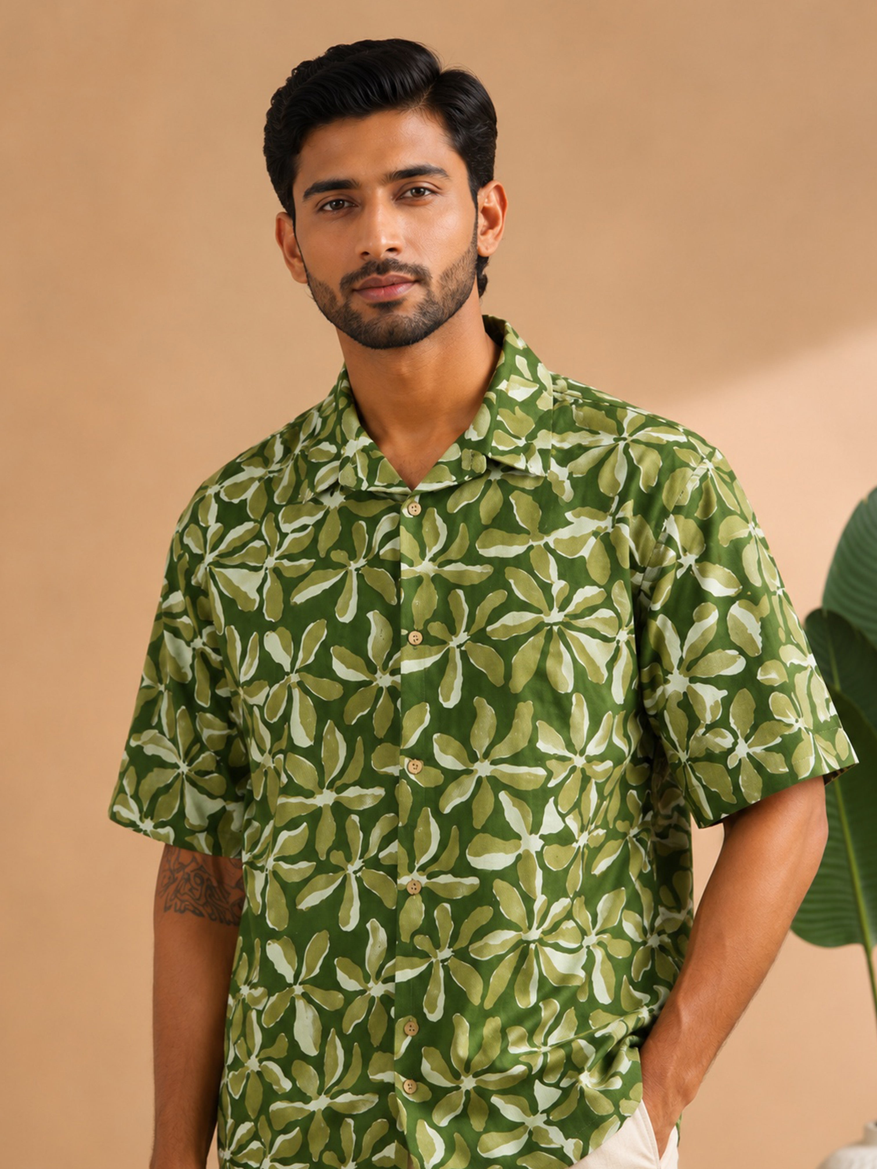 Kinar Hand Block Print Cotton Men Shirt