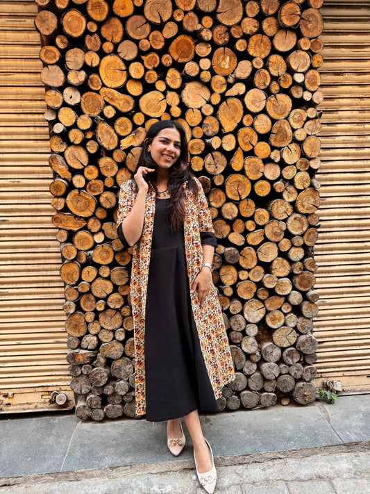 Vedika Block Printed Cotton Short Double Layer Dress