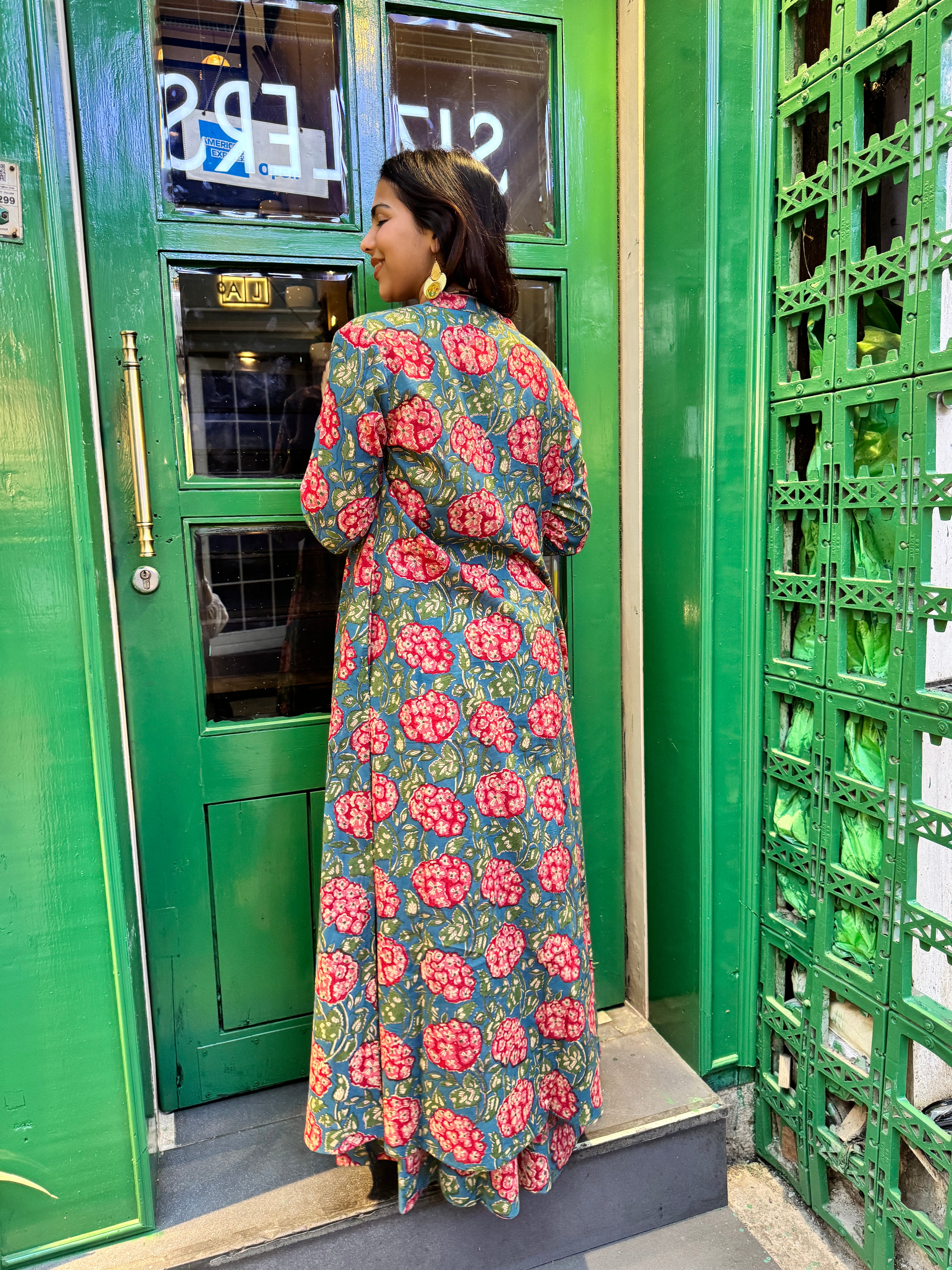 Vanika Hand Block Print Cotton Long Double Layer Dress