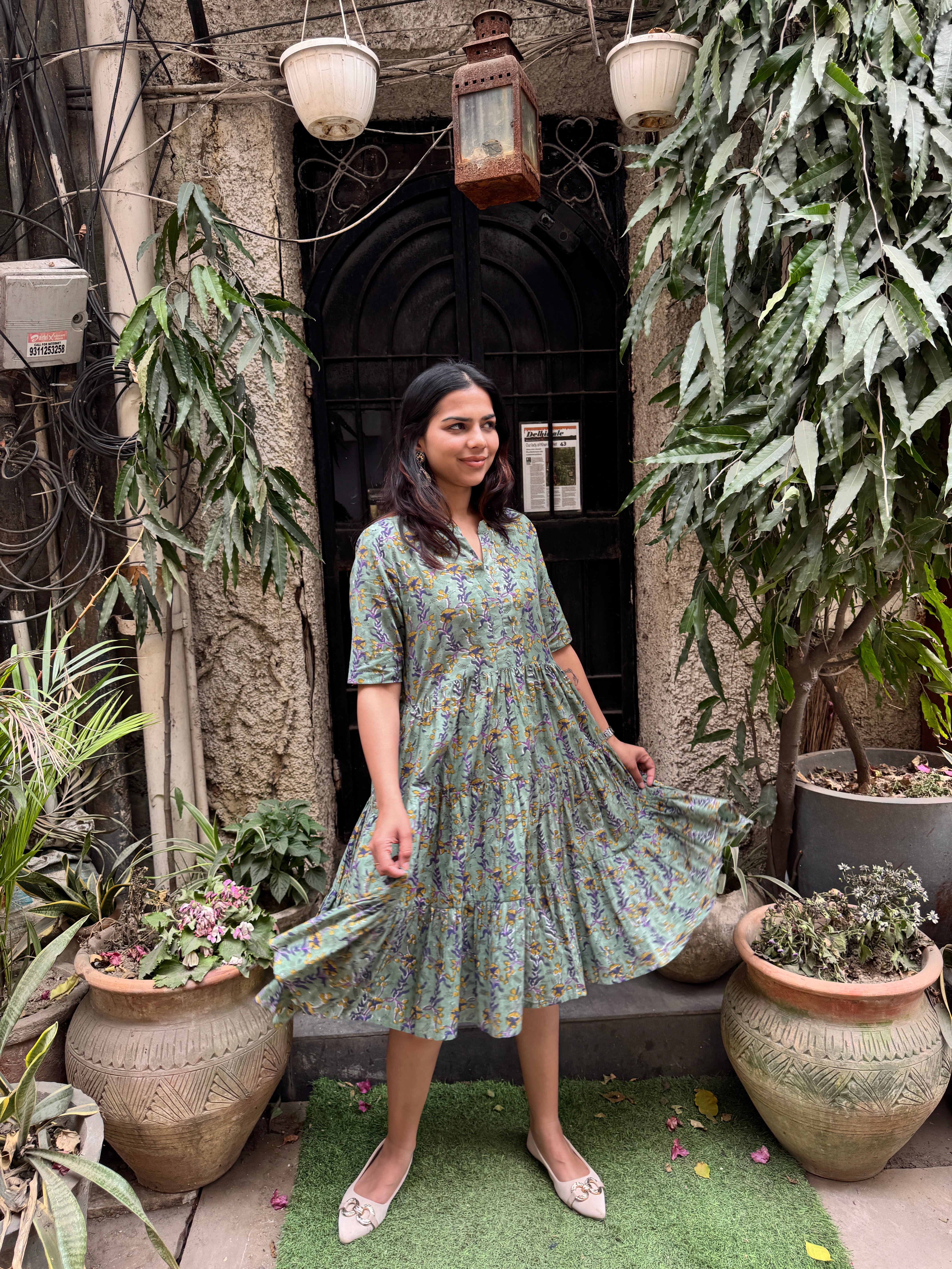 Kashish Hand Block Print Cotton Flare Dress