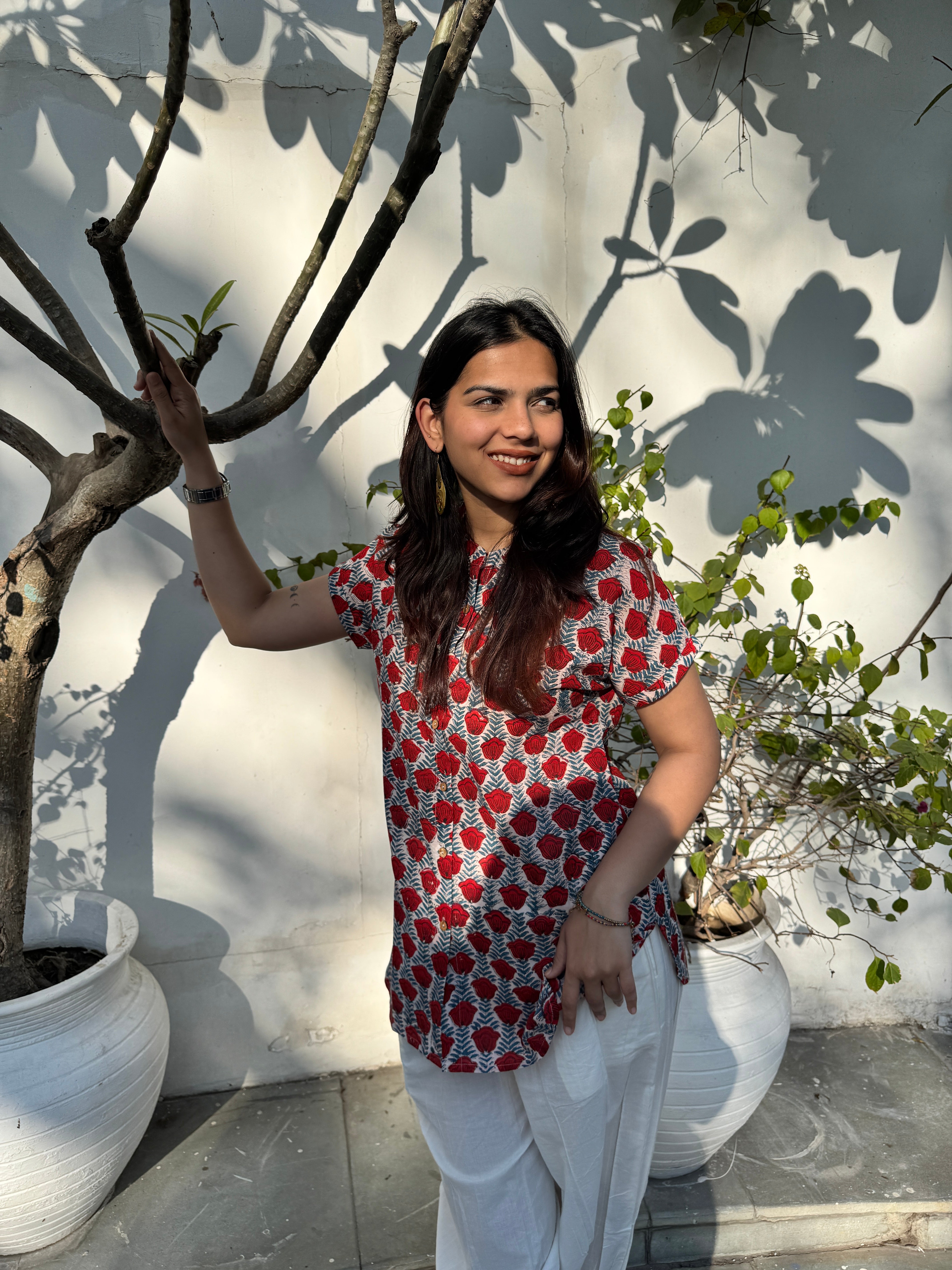 Anka Hand Block Print Cotton Shirt