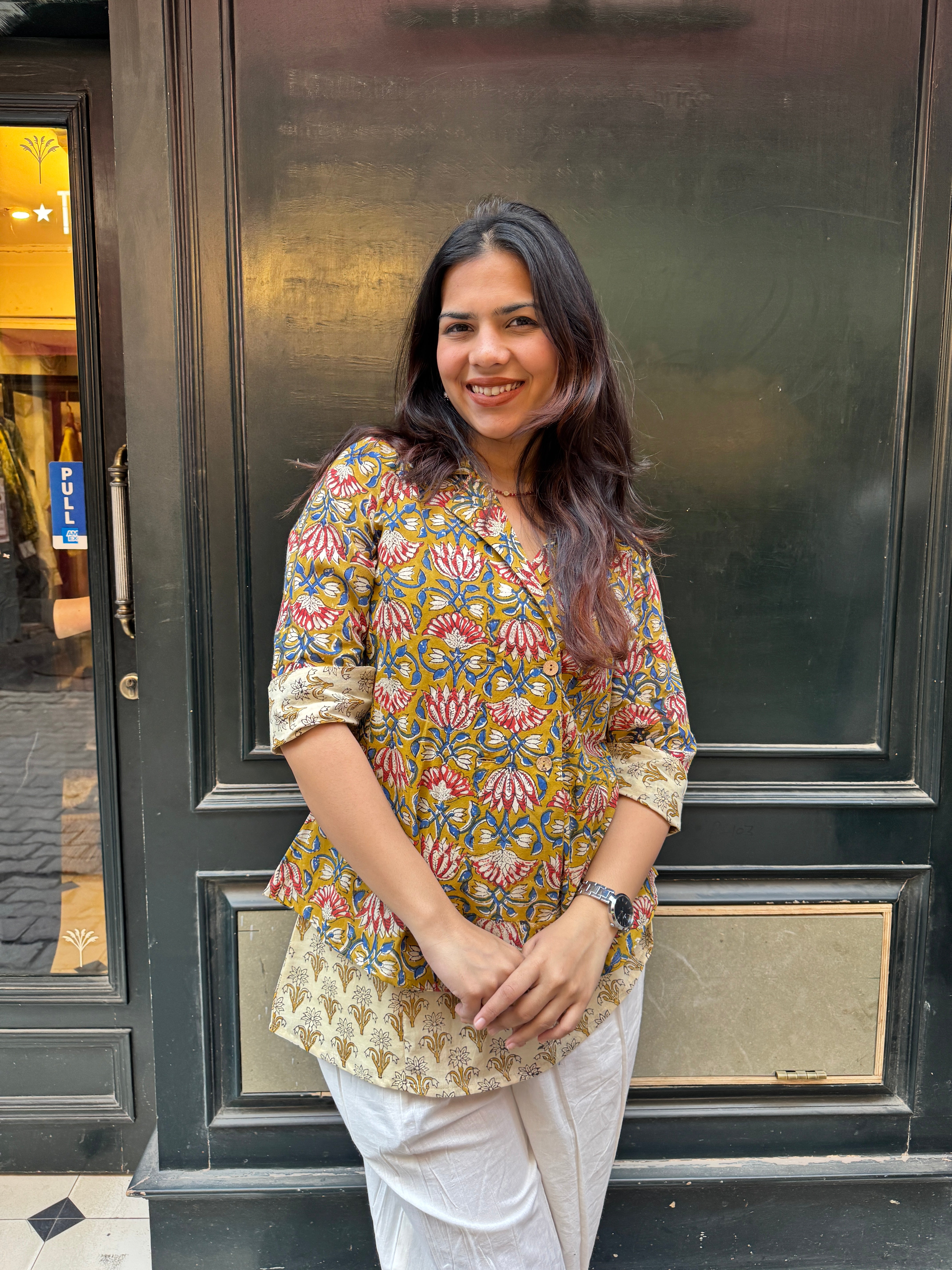 Tarini Kalamkari Hand Block Print Cotton Double Layer Top