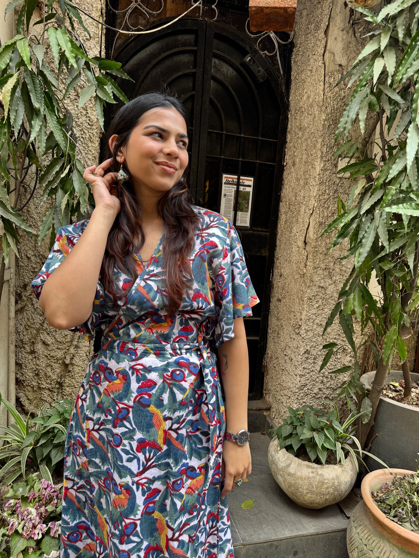Tota Maina Hand Block Print Cotton Wrap Around Dress